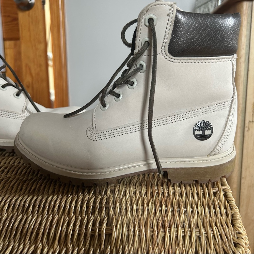 Timberland White and Brown Boots